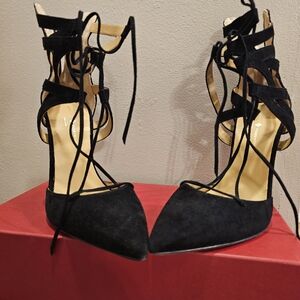 Mercanti Fiorentini Black Stiletto Heels Lace-Up Size 8 NEW NO BOX
